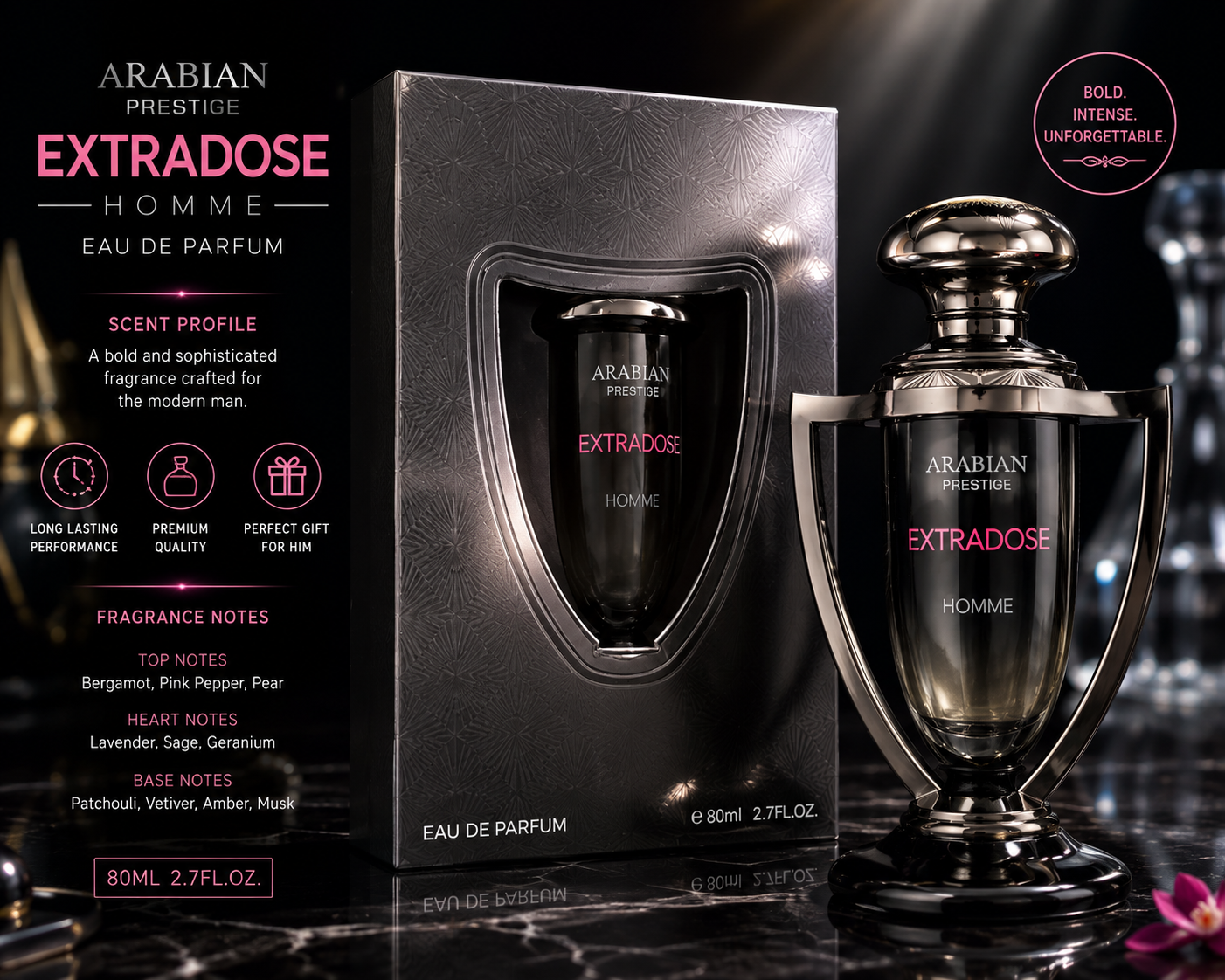 Arabiyat Prestige Extradose Homme Eau de Parfum – 80ml / 2.7 oz – For Men