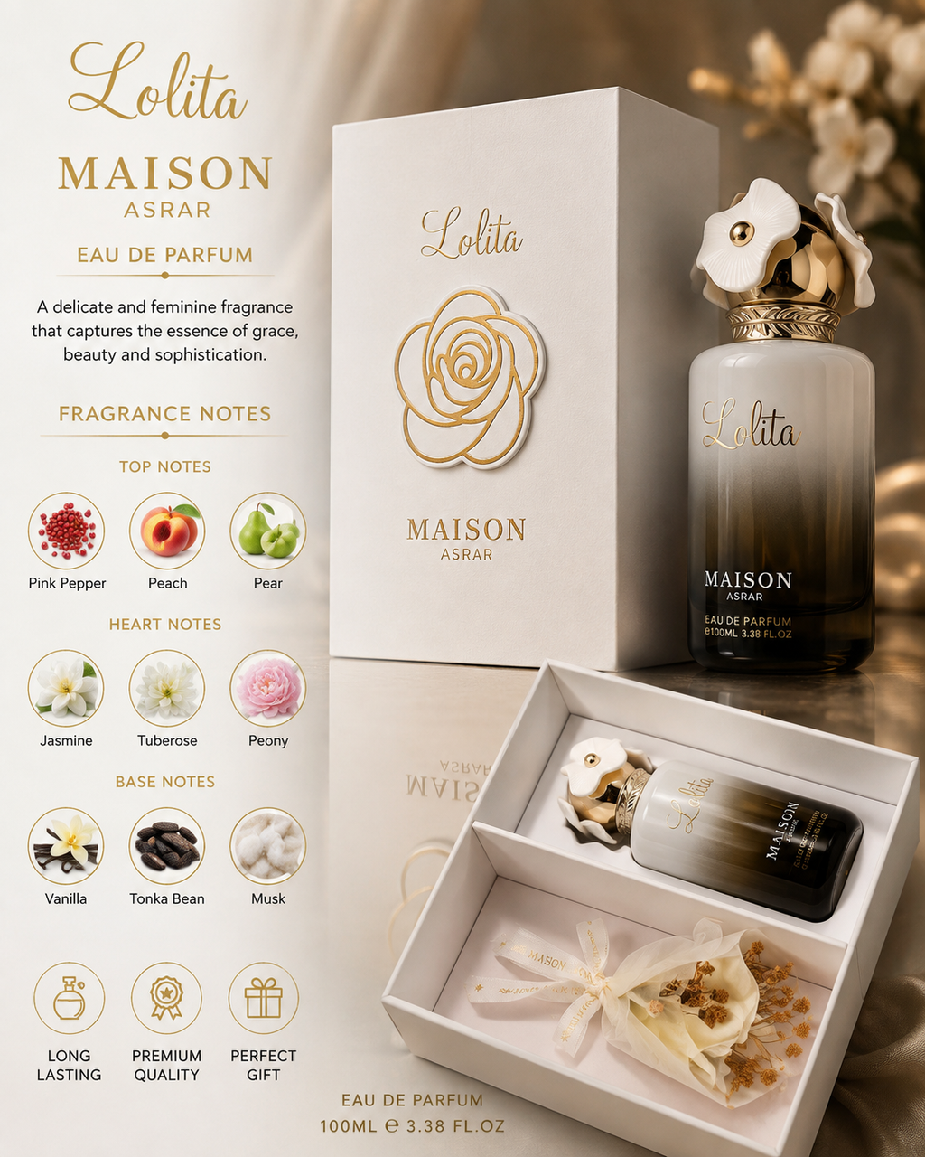 Maison Asrar Lolita Eau de Parfum – 100ml / 3.38 oz