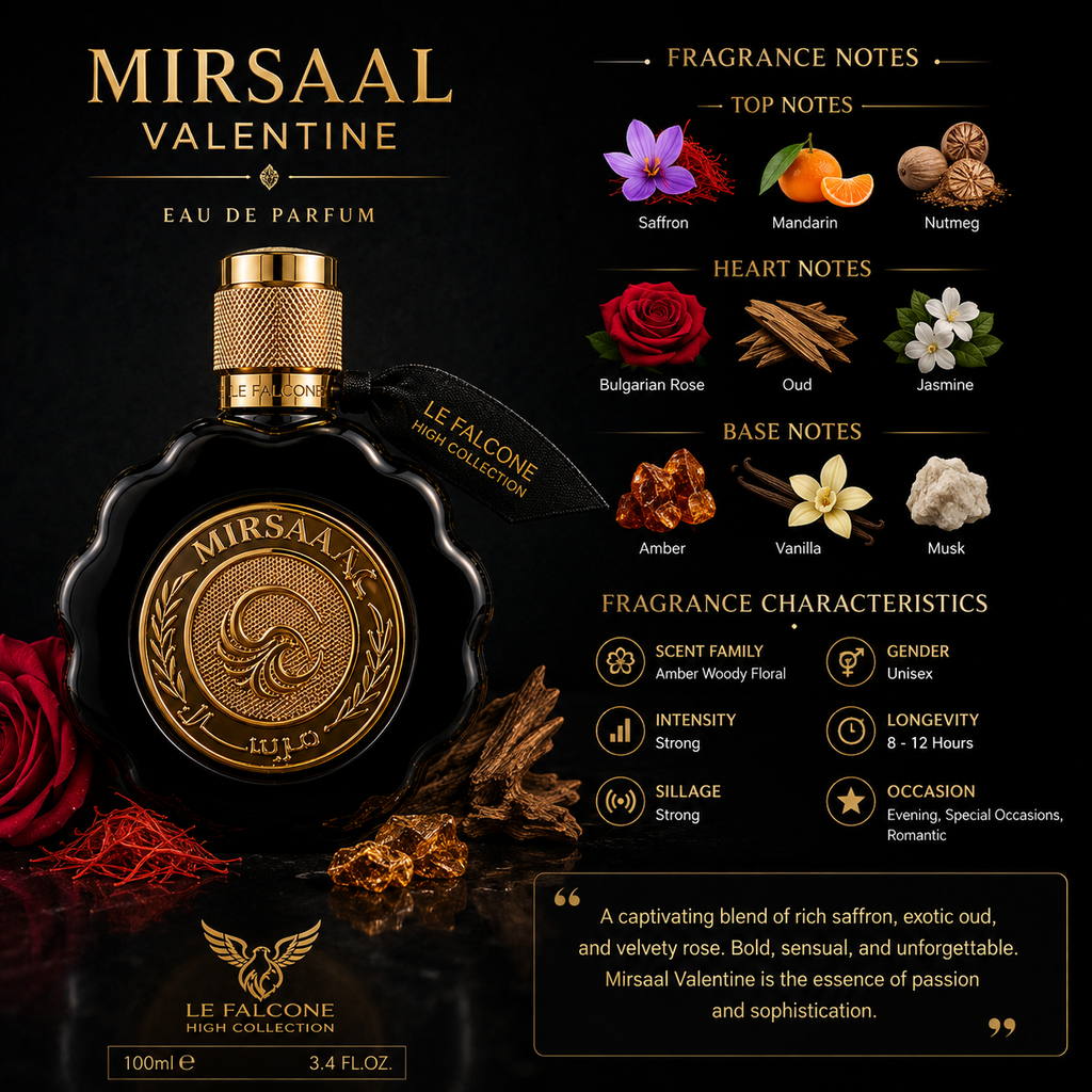 Le Falconé Mirsaal Valentine Eau de Parfum – 100ml / 3.4 oz – Unisex